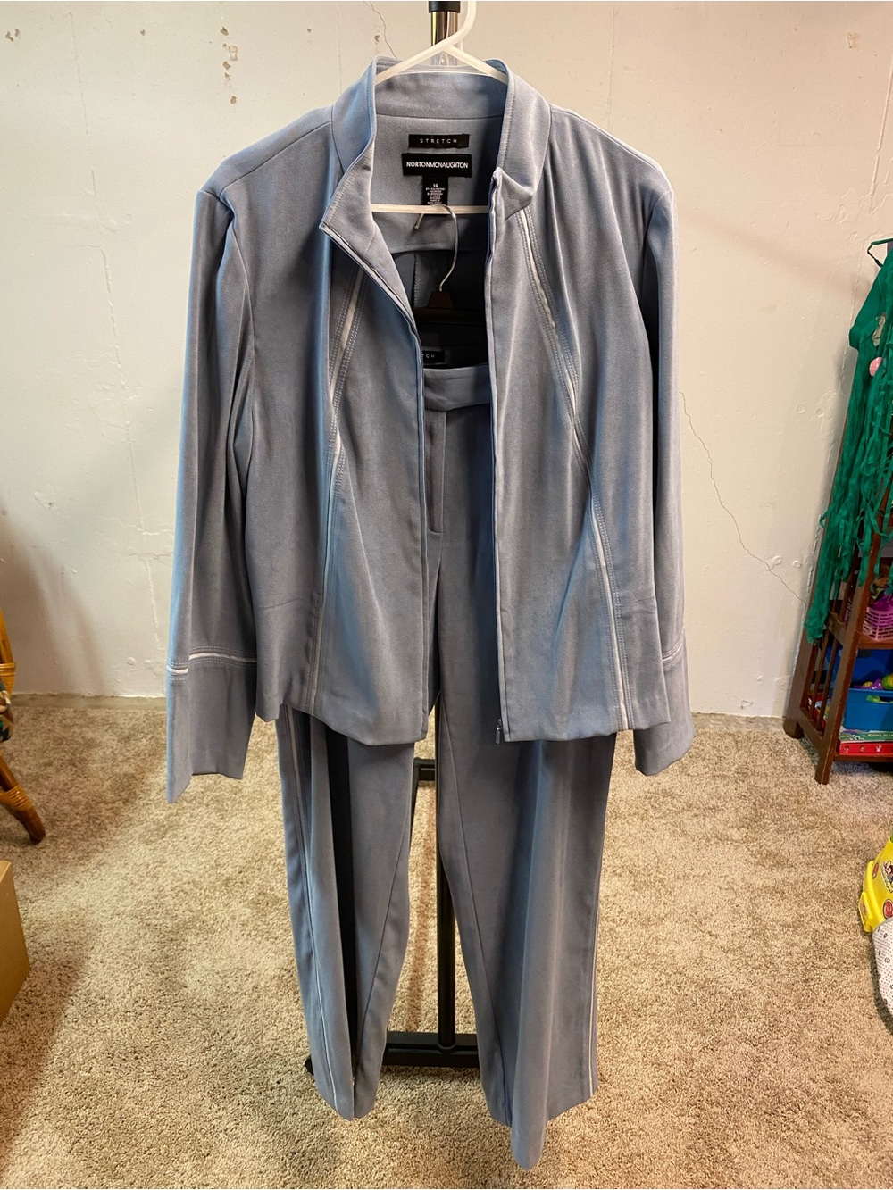 Norton McNaughton Light Blue Velvet Suit Jacket & Pants